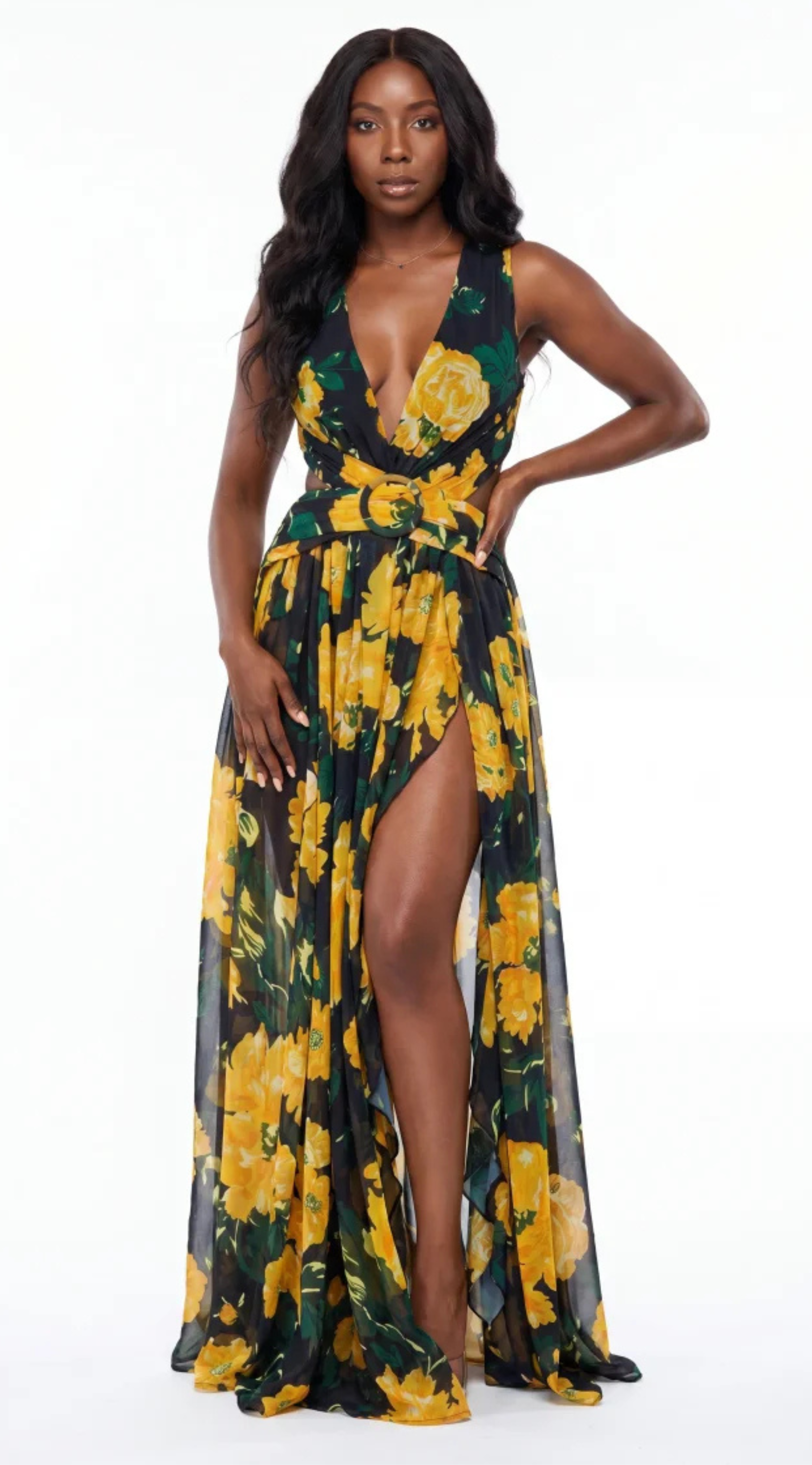 Floral Enchantment Pleated Maxi Dress