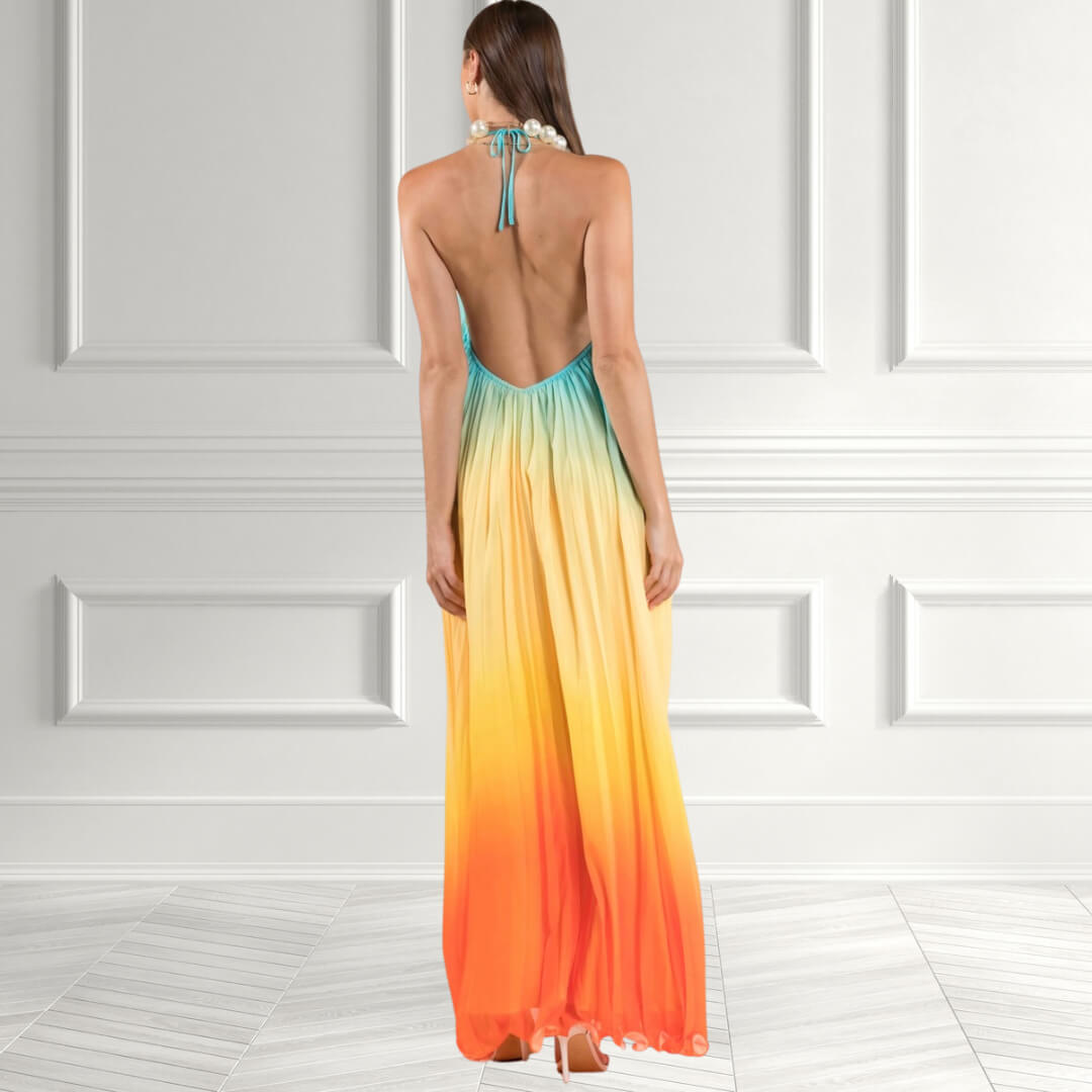 red orange yellow ombre dress Enchanting Sunset Gradient Maxi Dress – NOIRÉYA