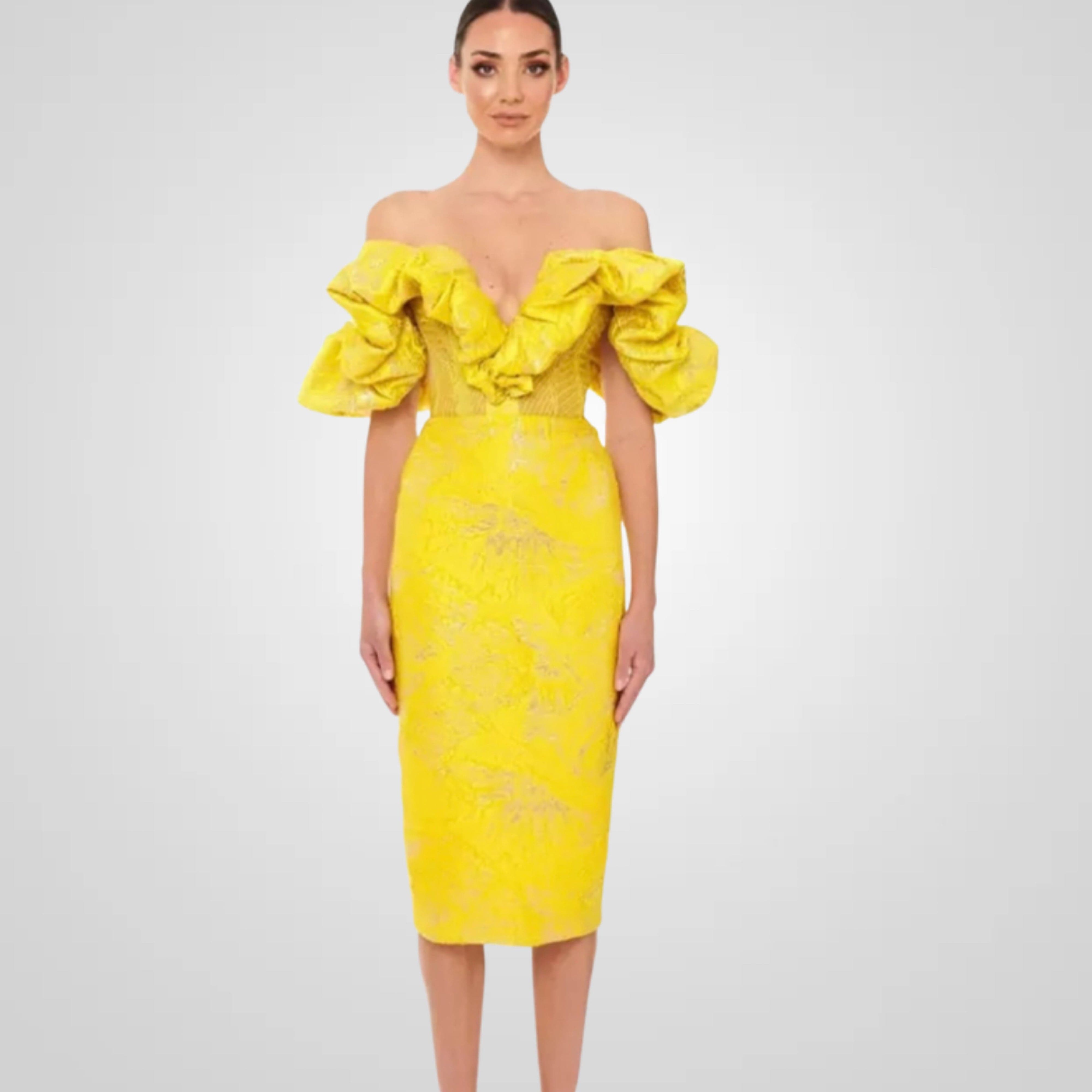 Once Upon a Dream Midi Dress In Yellow NOIRYA Once Upon a Dream Midi Dress In Yellow NOIRYA